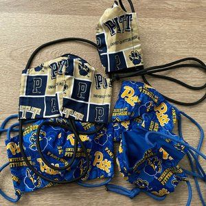 Lot of 5 Pitt Panther Face Masks For Adults